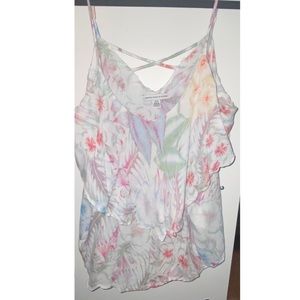 Flowy tank top with criscross detail on back